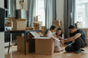 A family is moving into their new home.
